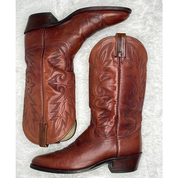 1990s Dan Post Brown Leather Western Cowboy Boots 10.5D main image 5
